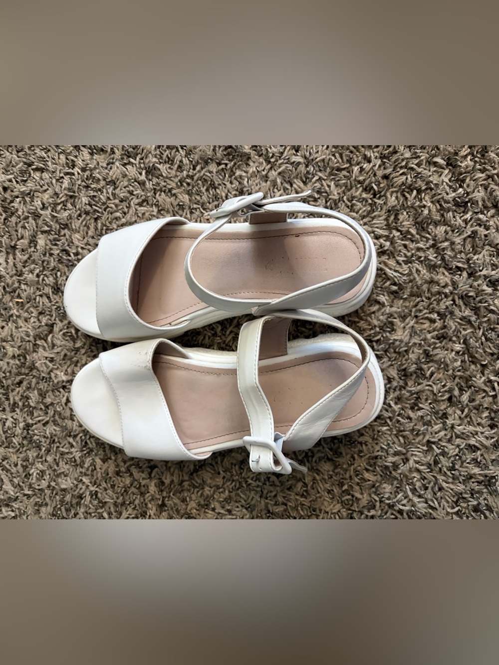 Women’s White Open-Toe Ankle Strap Sandal Wedges